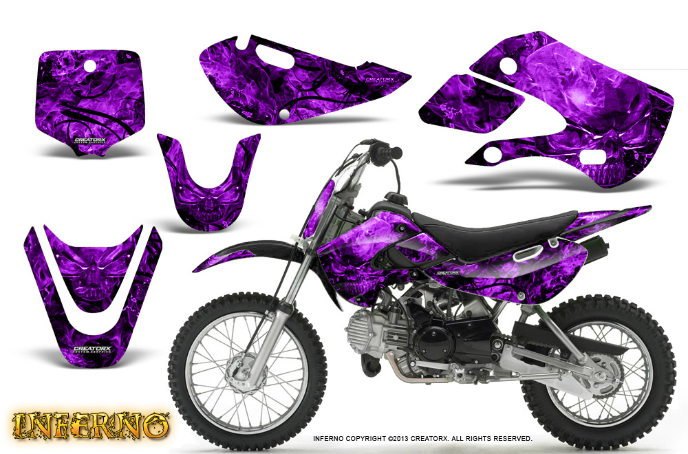 Kawasaki KLX110 KX65 Graphics Kit Inferno Purple